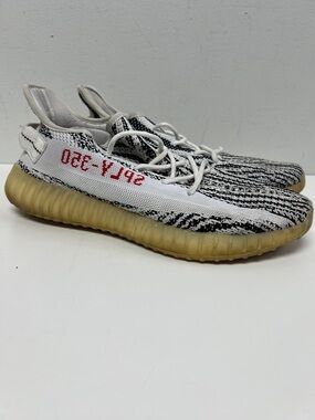 Yeezy Boost 350 V2 White/Black with Red Script and Gum Sole
